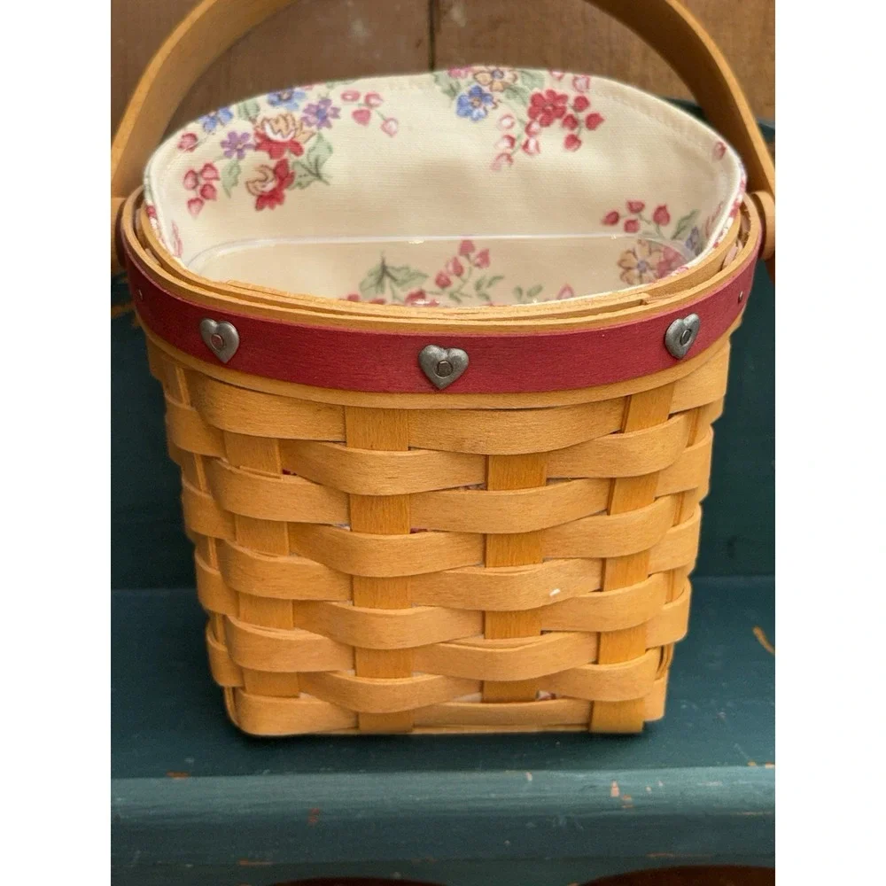 2001 Longaberger Sweetheart Love Notes Basket With Plastic Liner Wall Pocket